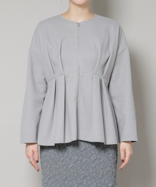 セール】ニードルジャージーペプラムブルゾン（ブルゾン）｜NANO