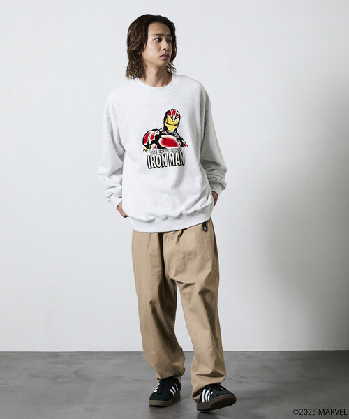 MARVEL/マーベル/アイアンマン/クルーネックスウェット/静電フロッキー