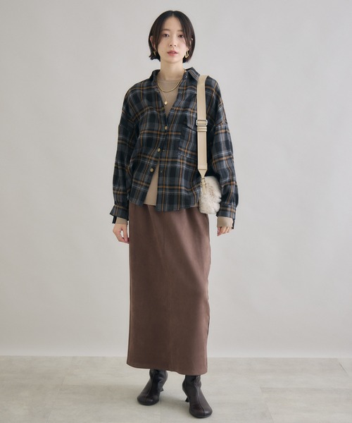 Paradise Picnic（パラダイスピクニック）の「ポケ付起毛チェックビッグシャツ（シャツ/ブラウス・レディース・ブルー/チャコールグレー/キャメル・FREE）」の19枚目の写真