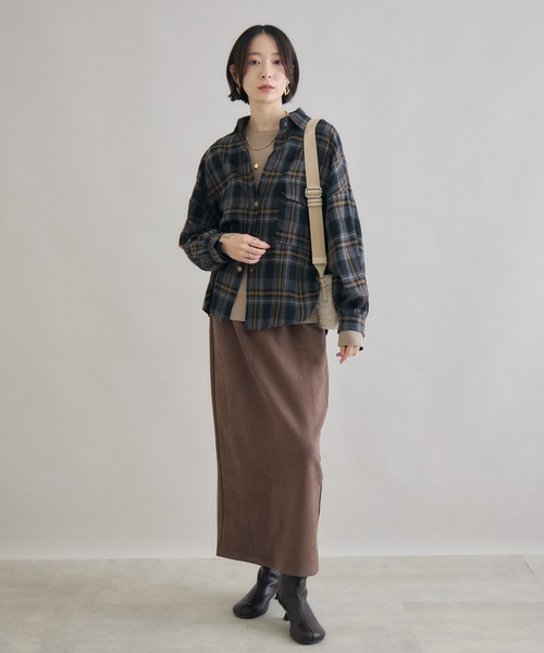 Paradise Picnic（パラダイスピクニック）の「ポケ付起毛チェックビッグシャツ（シャツ/ブラウス・レディース・ブルー/チャコールグレー/キャメル・FREE）」の22枚目の写真