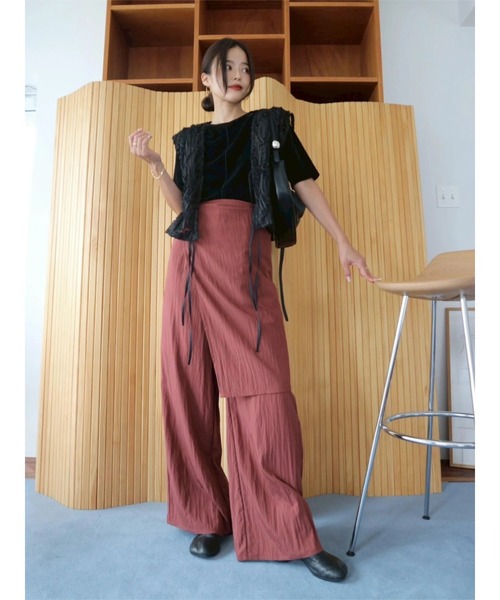 TRUNC（トランクエイティーエイト）の「Embroidery Ribbon Vest（ベスト・レディース・ベージュ/ブラック・FREE）」の8枚目の写真