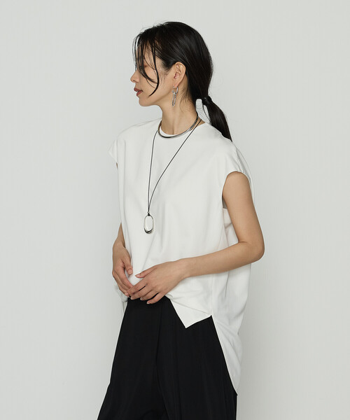 Gabardine K.T（ギャバジンケーティー）の「ハイテンションポンチライト フレンチスリーブロングプルオーバー（Tシャツ/カットソー・レディース・ダークブラウン/オフホワイト/ブラック・9号）」の6枚目の写真