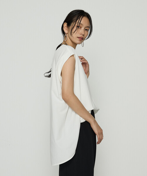 Gabardine K.T（ギャバジンケーティー）の「ハイテンションポンチライト フレンチスリーブロングプルオーバー（Tシャツ/カットソー・レディース・ダークブラウン/オフホワイト/ブラック・9号）」の7枚目の写真