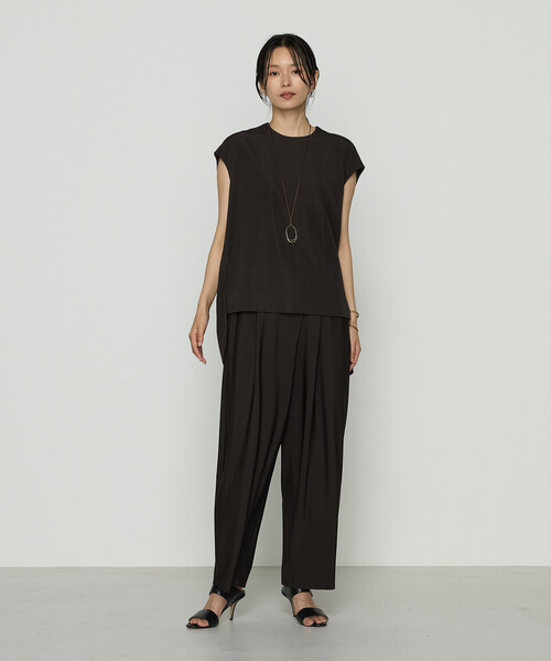 Gabardine K.T（ギャバジンケーティー）の「ハイテンションポンチライト フレンチスリーブロングプルオーバー（Tシャツ/カットソー・レディース・ダークブラウン/オフホワイト/ブラック・9号）」の14枚目の写真