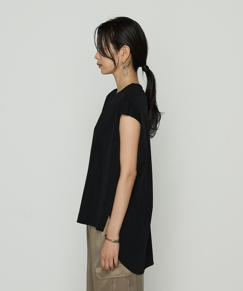 Gabardine K.T（ギャバジンケーティー）の「ハイテンションポンチライト フレンチスリーブロングプルオーバー（Tシャツ/カットソー・レディース・ダークブラウン/オフホワイト/ブラック・9号）」の18枚目の写真