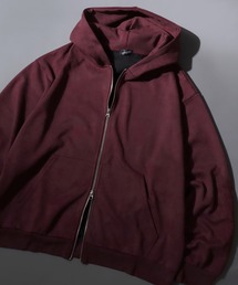 Trival Logo & Rose Design Hoodie/トライバルロゴ フラワー刺繍 オーバーサイズ ダブルジップ フルジップパーカー フーディー パーカー スウェット レディース メンズ