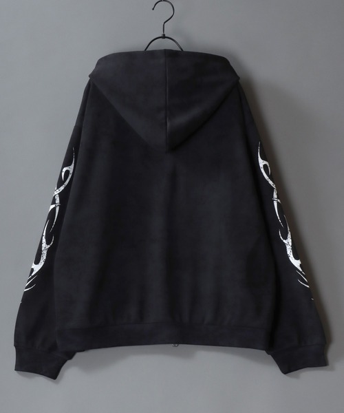 SITRY(シトリー)の「Trival Logo & Rose Design Hoodie/トライバルロゴ フラワー刺繍 オーバーサイズ ダブルジップ フルジップパーカー フーディー パーカー スウェット レディース メンズ(パーカー・メンズ・ブラウン/ブラック/ワイン/ブラウン系その他・L/M)」の6枚目の写真