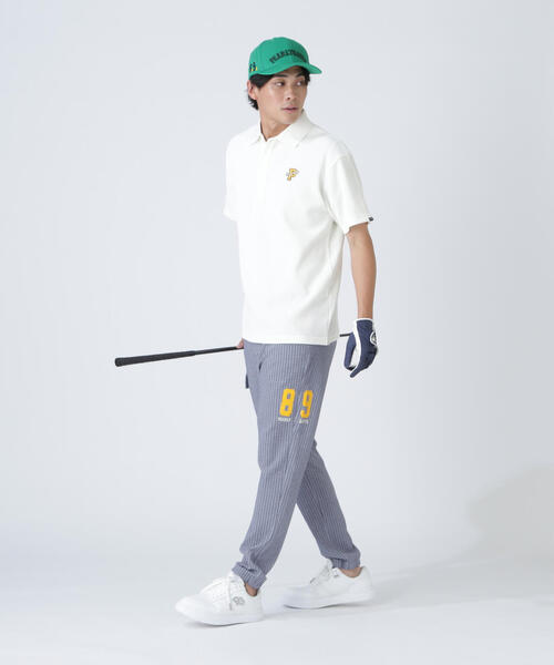 ○★新品未使用　PEARLY GATES　ワッフル調ポロシャツ　4　ホワイト セール】アクセンシャルゼブラワッフル半袖ポロシャツ（ポロシャツ