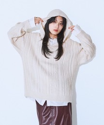 JEANASIS | 3.5Gキーネックニットフーディー/618153(パーカー)