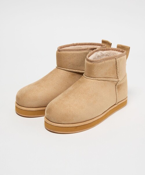 CITEN（シテン）の「<CITEN>フェイクムートンショートブーツ（ブーツ・レディース・グレー系/ベージュ・S/L/M）」の4枚目の写真