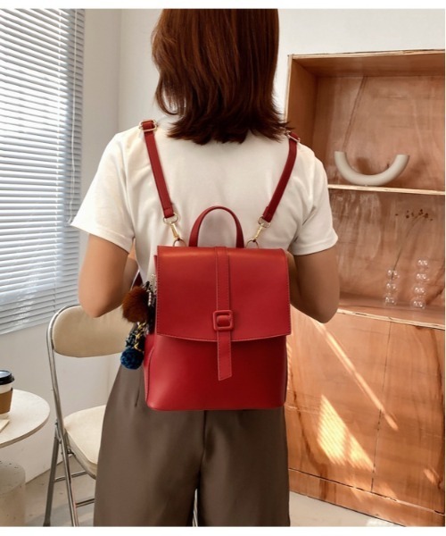 BACKYARD FAMILY（バックヤードファミリー）の「リュックサック フェイクベルト スクエア PUレザー 3way（バックパック/リュック・レディース・ブラック/ベージュ・FREE）」の6枚目の写真