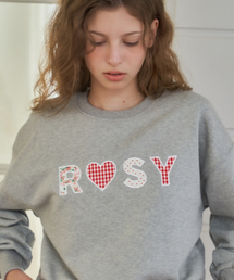 ROSY APPLIQUE CROP SWEATSHIRTS GREY