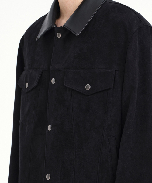 シンセティックスエードトラッカージャケット[ブラック]（ライダース