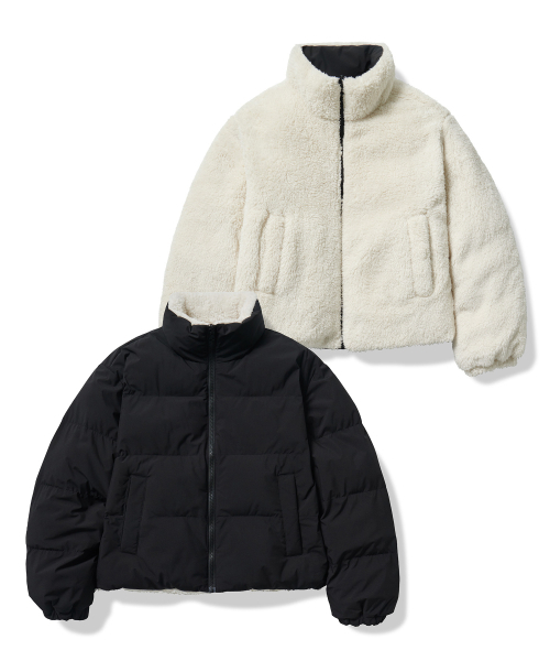 MUSINSA STANDARD WOMAN（ムシンサスタンダードウーマン）の「ウィメンズデイリープファーリバーシブルフリースショートパディングジャケット[ブラック/クリーム]（ダウンジャケット/コート・レディース・その他・SMALL/MEDIUM/LARGE/X-SMALL）」の15枚目の写真