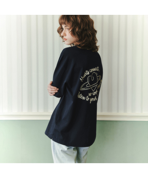 ZEROSTREET（ゼロストリート）の「[2カラー] ハートスペース半袖Tシャツ（Tシャツ/カットソー・レディース・ホワイト/ネイビー・FREE）」の2枚目の写真