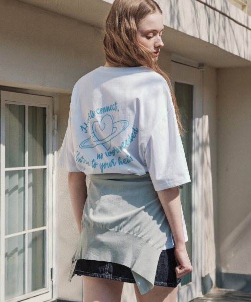 ZEROSTREET（ゼロストリート）の「[2カラー] ハートスペース半袖Tシャツ（Tシャツ/カットソー・レディース・ホワイト/ネイビー・FREE）」の4枚目の写真