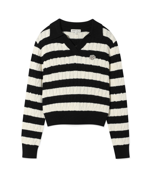 Wimbledon peak open collar pullover — трикотажный пуловер в стиле регби, серый