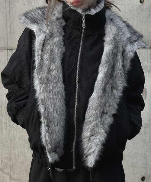 KsG(ケーエスジー)の「ダブルカラーファージャケット(テーラードジャケット・レディース・ブラック/グレー・LARGE/X-LARGE/MEDIUM/SMALL)」の10枚目の写真