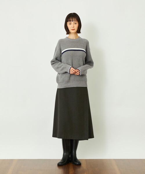 MACKINTOSH PHILOSOPHY（ﾏｯｷﾝﾄｯｼｭ ﾌｨﾛｿﾌｨｰ）の「GREY LABEL ウールフラノラップスカート（スカート・レディース・チャコールグレー/カーキ・1/2）」の4枚目の写真