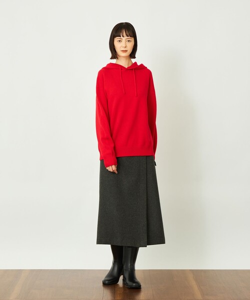 MACKINTOSH PHILOSOPHY（ﾏｯｷﾝﾄｯｼｭ ﾌｨﾛｿﾌｨｰ）の「GREY LABEL ウールフラノラップスカート（スカート・レディース・チャコールグレー/カーキ・1/2）」の5枚目の写真