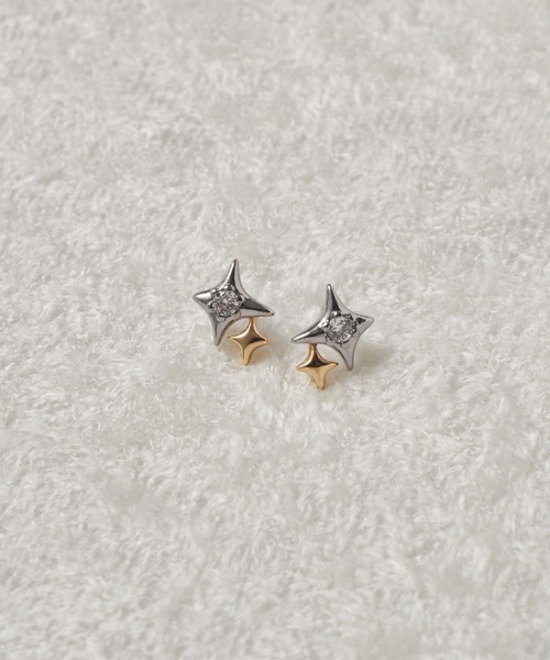 GOLDY(ゴールディ)の「プチ グリーム ピアス(ピアス(両耳用)・レディース・シルバー/ゴールド/シルバー×ゴールド・FREE)」の1枚目の写真