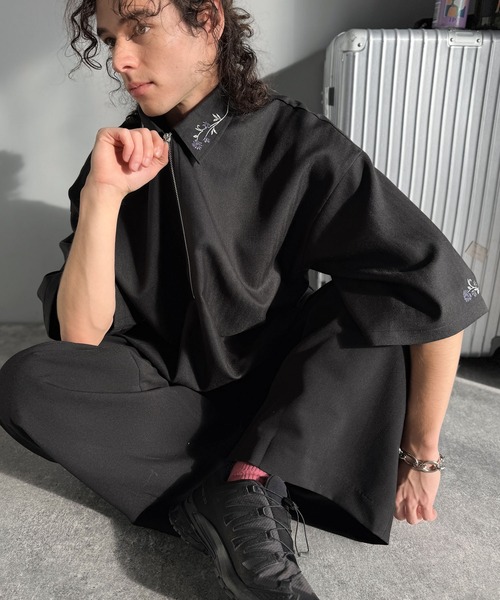 Classical Origin(クラシカルオリジン)の「「高見え確定。」刺繍デザインジップシャツ/Embroidered Design Zip Shirt(シャツ/ブラウス・メンズ・ブラック/グレー・LARGE/SMALL/MEDIUM)」の5枚目の写真