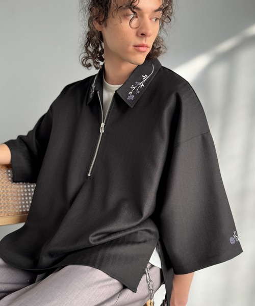 Classical Origin(クラシカルオリジン)の「「高見え確定。」刺繍デザインジップシャツ/Embroidered Design Zip Shirt(シャツ/ブラウス・メンズ・ブラック/グレー・LARGE/SMALL/MEDIUM)」の8枚目の写真