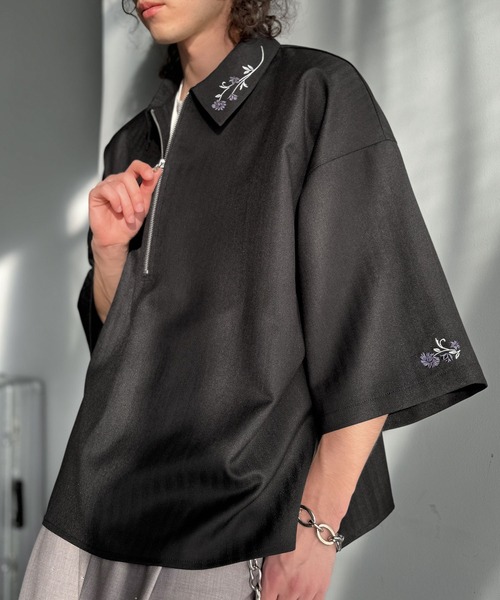 Classical Origin(クラシカルオリジン)の「「高見え確定。」刺繍デザインジップシャツ/Embroidered Design Zip Shirt(シャツ/ブラウス・メンズ・ブラック/グレー・LARGE/SMALL/MEDIUM)」の11枚目の写真