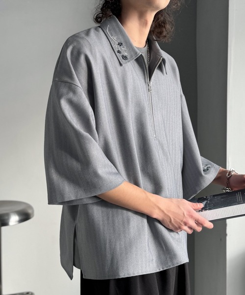 Classical Origin(クラシカルオリジン)の「「高見え確定。」刺繍デザインジップシャツ/Embroidered Design Zip Shirt(シャツ/ブラウス・メンズ・ブラック/グレー・LARGE/SMALL/MEDIUM)」の14枚目の写真