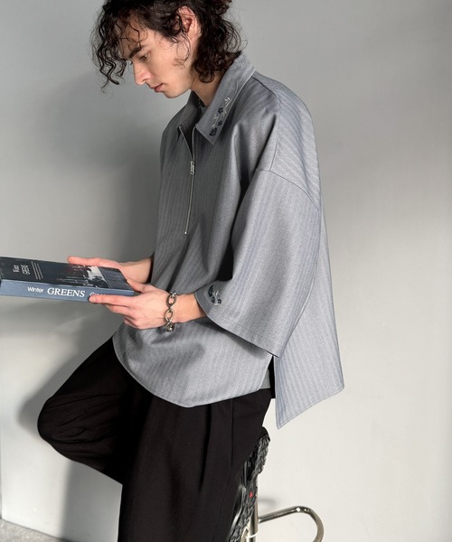 Classical Origin(クラシカルオリジン)の「「高見え確定。」刺繍デザインジップシャツ/Embroidered Design Zip Shirt(シャツ/ブラウス・メンズ・ブラック/グレー・LARGE/SMALL/MEDIUM)」の15枚目の写真