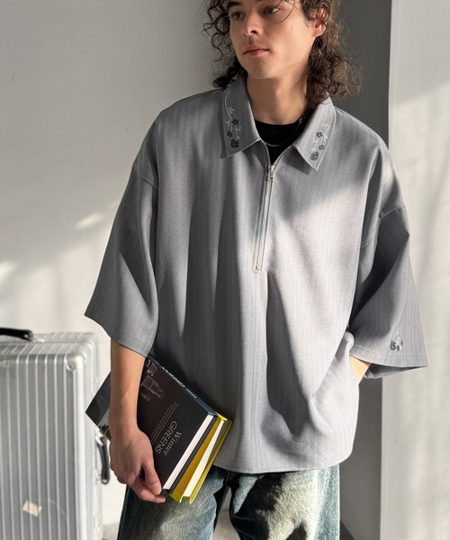 Classical Origin(クラシカルオリジン)の「「高見え確定。」刺繍デザインジップシャツ/Embroidered Design Zip Shirt(シャツ/ブラウス・メンズ・ブラック/グレー・LARGE/SMALL/MEDIUM)」の16枚目の写真