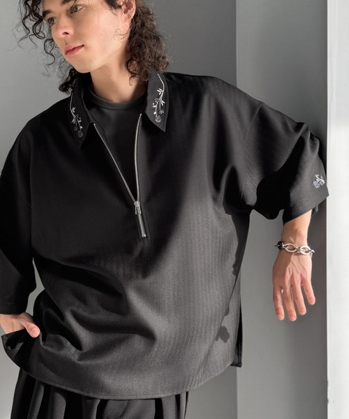 Classical Origin(クラシカルオリジン)の「「高見え確定。」刺繍デザインジップシャツ/Embroidered Design Zip Shirt(シャツ/ブラウス・メンズ・ブラック/グレー・LARGE/SMALL/MEDIUM)」の6枚目の写真