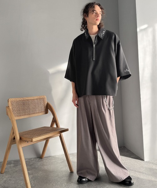 Classical Origin(クラシカルオリジン)の「「高見え確定。」刺繍デザインジップシャツ/Embroidered Design Zip Shirt(シャツ/ブラウス・メンズ・ブラック/グレー・LARGE/SMALL/MEDIUM)」の9枚目の写真