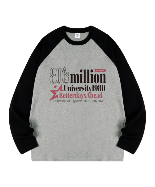MILLION DAY(ミリオンデイ)の「Eighty Raglan Long Sleeve(Tシャツ/カットソー・レディース・グレー/ホワイト・LARGE/X-LARGE/MEDIUM)」の1枚目の写真
