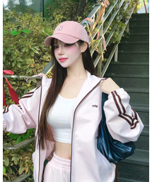 NDY（エヌディーワイ）の「(nerdy) Womens Ribbon Track Top Baby Pink（ナイロンジャケット・レディース）」