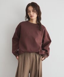異素材MIX裾ドロストプルオーバー