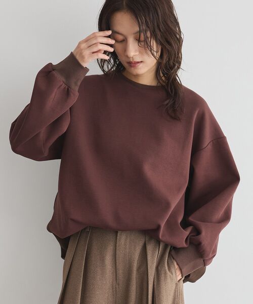 GARAGE OF GOOD CLOTHING(ガレージオブグッドクロージング)の「異素材MIX裾ドロストプルオーバー(Tシャツ/カットソー・レディース・ブラウン/ブラック/オフホワイト・FREE)」の4枚目の写真