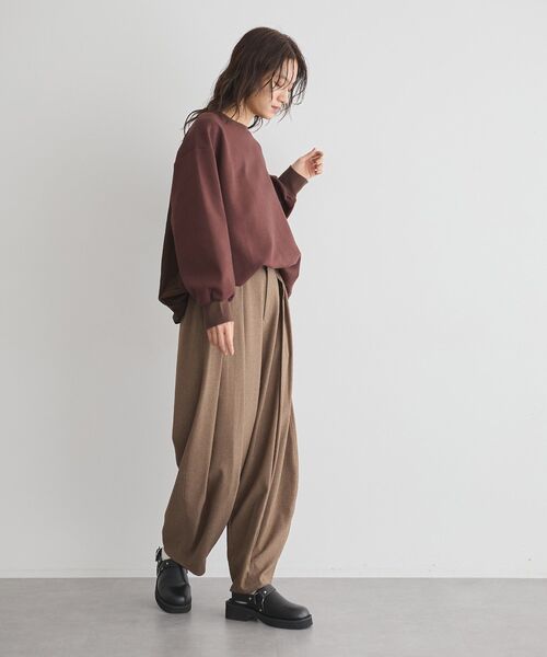 GARAGE OF GOOD CLOTHING(ガレージオブグッドクロージング)の「異素材MIX裾ドロストプルオーバー(Tシャツ/カットソー・レディース・ブラウン/ブラック/オフホワイト・FREE)」の8枚目の写真