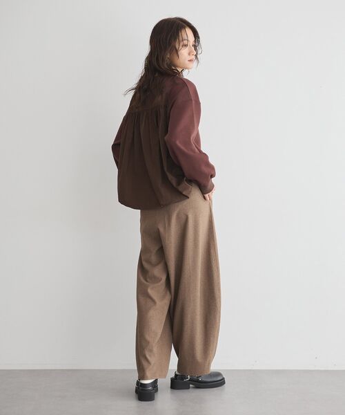 GARAGE OF GOOD CLOTHING(ガレージオブグッドクロージング)の「異素材MIX裾ドロストプルオーバー(Tシャツ/カットソー・レディース・ブラウン/ブラック/オフホワイト・FREE)」の9枚目の写真