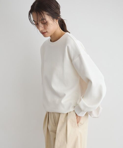 GARAGE OF GOOD CLOTHING(ガレージオブグッドクロージング)の「異素材MIX裾ドロストプルオーバー(Tシャツ/カットソー・レディース・ブラウン/ブラック/オフホワイト・FREE)」の12枚目の写真