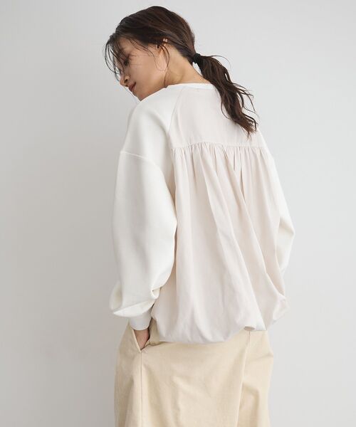 GARAGE OF GOOD CLOTHING(ガレージオブグッドクロージング)の「異素材MIX裾ドロストプルオーバー(Tシャツ/カットソー・レディース・ブラウン/ブラック/オフホワイト・FREE)」の13枚目の写真