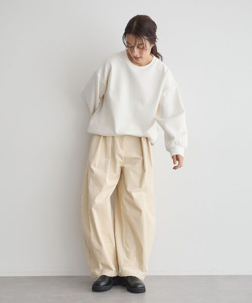 GARAGE OF GOOD CLOTHING(ガレージオブグッドクロージング)の「異素材MIX裾ドロストプルオーバー(Tシャツ/カットソー・レディース・ブラウン/ブラック/オフホワイト・FREE)」の14枚目の写真