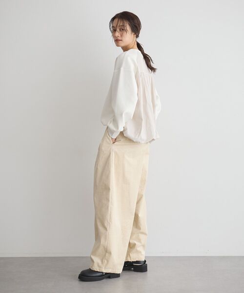 GARAGE OF GOOD CLOTHING(ガレージオブグッドクロージング)の「異素材MIX裾ドロストプルオーバー(Tシャツ/カットソー・レディース・ブラウン/ブラック/オフホワイト・FREE)」の18枚目の写真