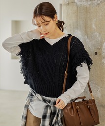 studio CLIP | 3ゲージフリンジニットベスト(ベスト)
