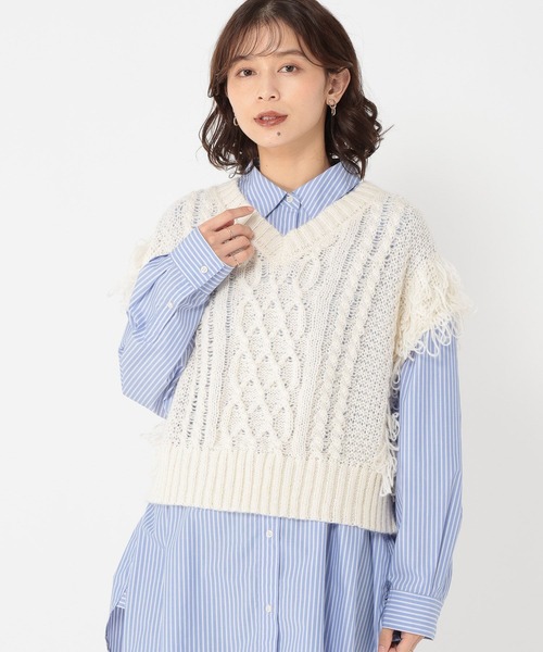 セール】3ゲージフリンジニットベスト（ベスト）｜studio CLIP