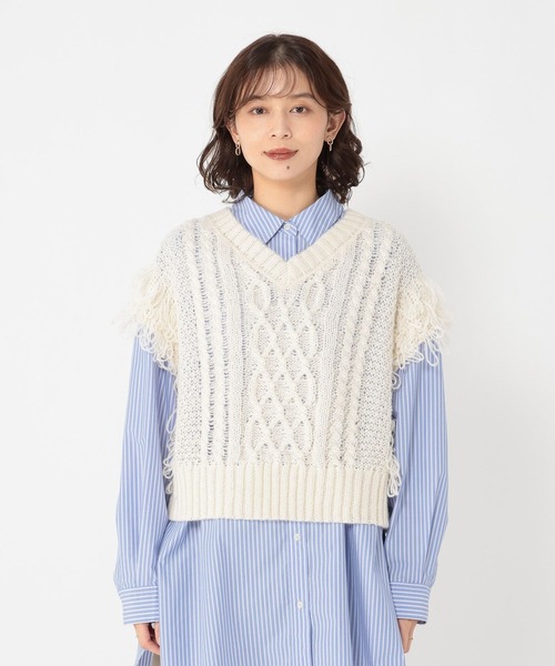 セール】3ゲージフリンジニットベスト（ベスト）｜studio CLIP