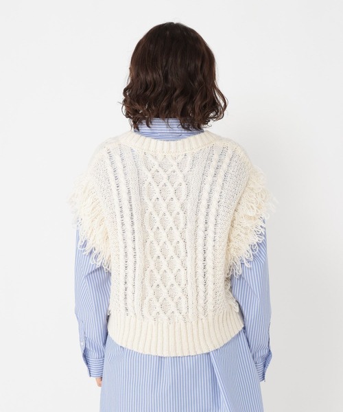 studio CLIP(スタディオクリップ)の「3ゲージフリンジニットベスト(ベスト・レディース・オフホワイト/ブラック・FREE)」の15枚目の写真