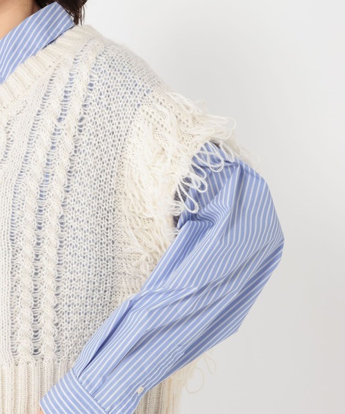 studio CLIP(スタディオクリップ)の「3ゲージフリンジニットベスト(ベスト・レディース・オフホワイト/ブラック・FREE)」の17枚目の写真