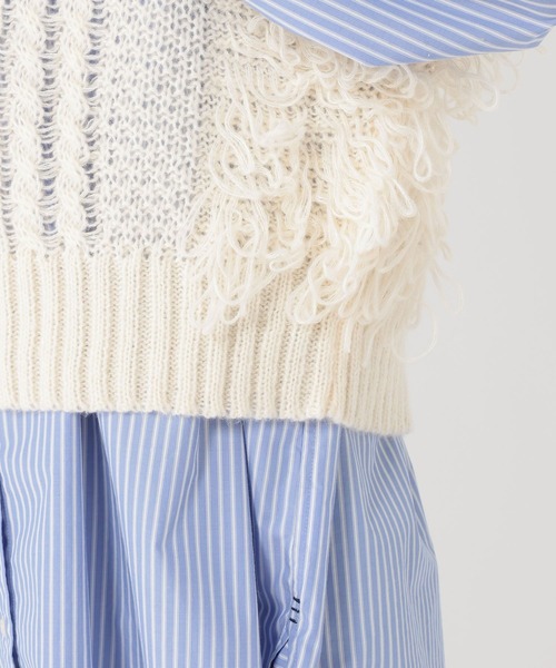 studio CLIP(スタディオクリップ)の「3ゲージフリンジニットベスト(ベスト・レディース・オフホワイト/ブラック・FREE)」の18枚目の写真