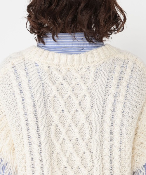 studio CLIP(スタディオクリップ)の「3ゲージフリンジニットベスト(ベスト・レディース・オフホワイト/ブラック・FREE)」の19枚目の写真